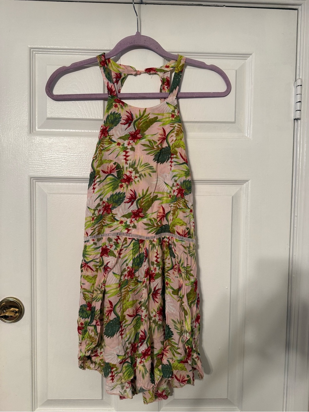 Women’s Floral Halter Romper in Pink and Green